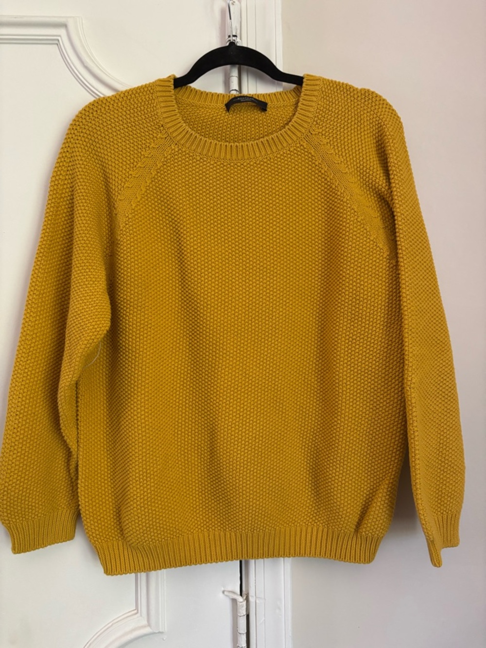 MaxMara Mustard Crewneck Textured Knit Sweater